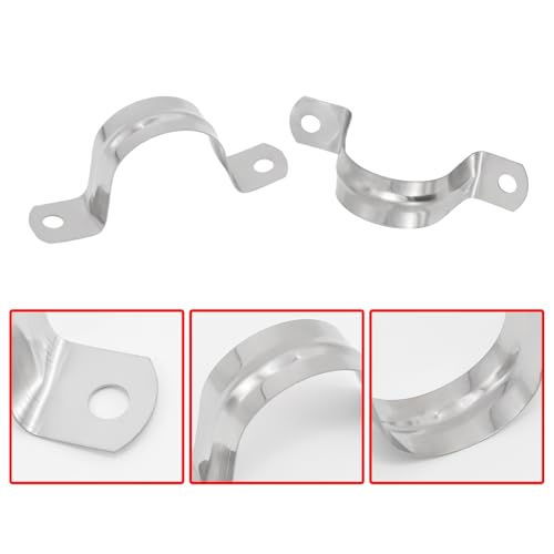Image of 32Pcs 32mm / 1-1 /4 inch Stainless Steel U Bracket Pipe Clamps | Conduit Clamps,Rigid Pipe Strap,Two Hole Cable Strap,Fit for Tube, Wire Cord, Pipe (OD 32mm / 1-1 /4 inch is not ID 32mm / 1-1 /4 inch)