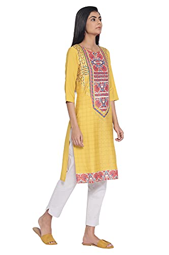 Image of W for Woman Women Crepe Printed Straight Regular Kurta