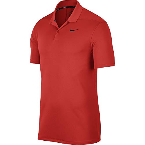 Nike Men's Dry Victory Polo Solid Left Chest, Habanero Red/Black, Large