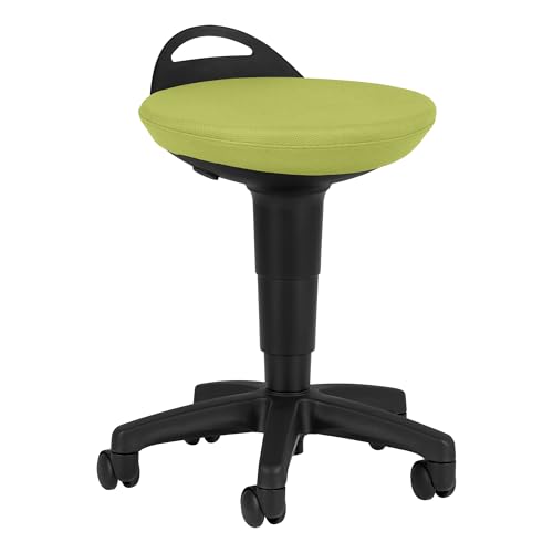 Image of Rolling Adjustable-Height Padded Stool - Fern Green