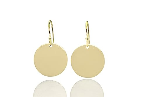 Boucles d'oreilles or pièces rondes 20mm pendantes géométriques - 3
