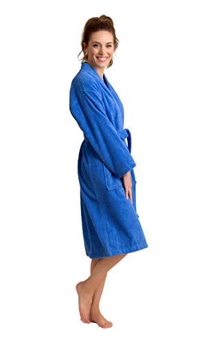 Image of Women's Turkish Terry Kimono Style Bathrobe - 100% Cotton Robe for Women - Comfortable & Absorbent - Soft & Cozy Wear