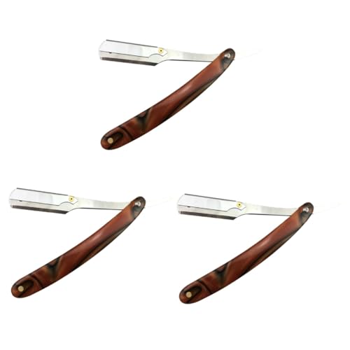 Baluue 3pcs Barber Steel Razor Men's Manual Razor Vintage Holder Perfect for Home Travel Easy to Open Guard