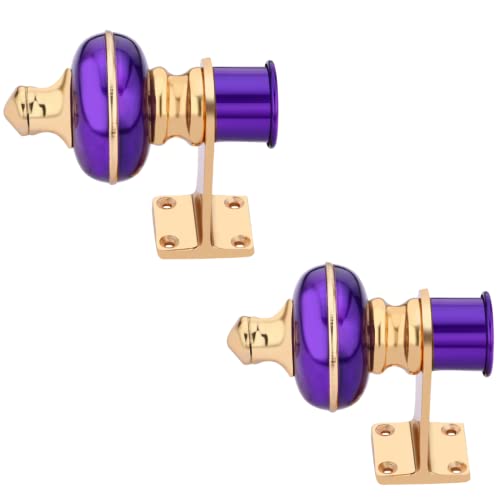 Image of Stylish Curtain Hooks /Curtain Knobs /Rod Rail Bracket for Home Purple Gold Finish Set of 2 Pcs