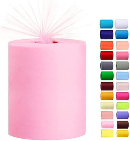 Tulle Rolls 6” by 100 Yards (300 feet) Tulle Roll Spool Fabric for DIY Tutu Skirts Wedding Baby Shower Crafts Decorations Party Supplies (Light Pink)
