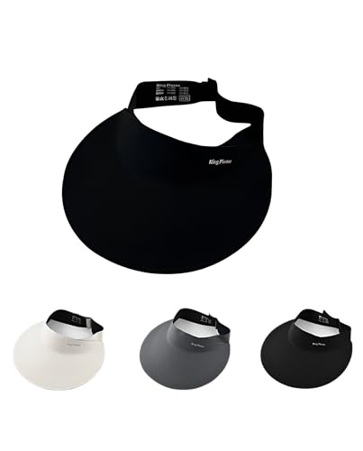 Sun Hats for Women Uv Protection with Ponytail Hole Foldable Rollable Beach Fishing Hats Wide Brim UPF 50+ (Black)