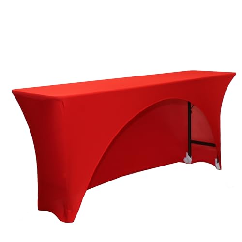 YOUR CHAIR COVERS - Spandex 6 Ft x 18 Inches, Narrow Classroom Open Back Rectangular Training Stretch Tablecloth - Red by YOUR CHAIR COVERS - Image 2