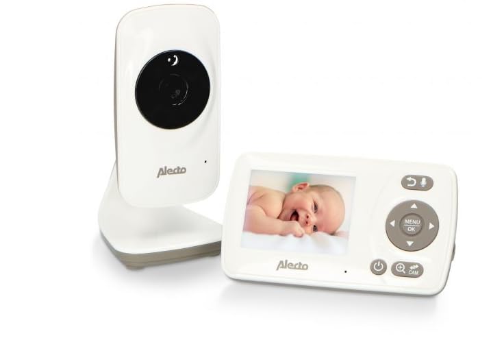 Alecto DVM71 elektroniczna niania z kamerą – monitor dziecka 2,4" wyświetlacz – kamera dla niemowląt – zasięg 50 m – akumulator 10 h – biały/taupe