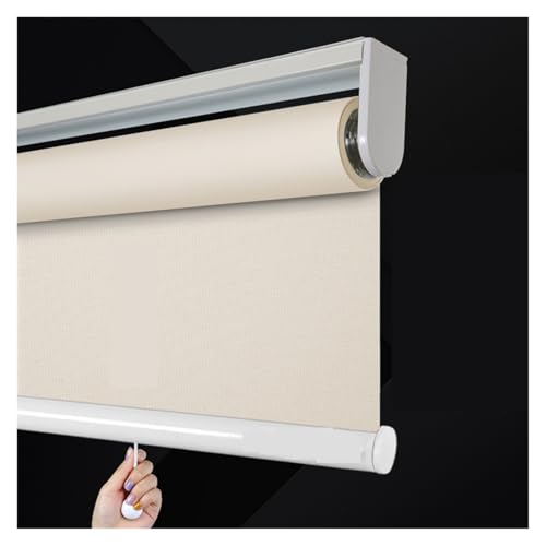 estores enrollables opacos Persianas enrollables con Resorte inalámbrico de elevación for Oficina, baño, Cocina, apagón luz Diurna, persianas Impermeables a Prueba Aceite(Blackout Beige,W70 X H200cm)