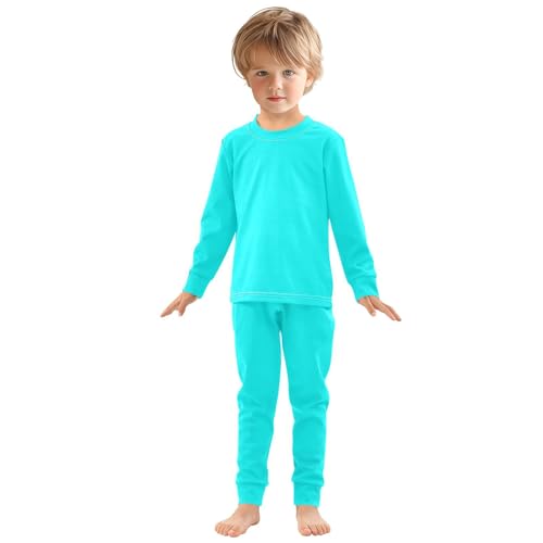 Aqua Long Sleeve Pajamas Set Sleepwear Jammies 2pcs Set Pjs Aqua