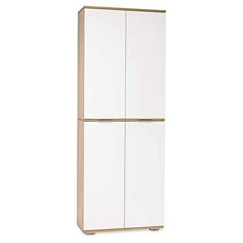 Aktenschrank Büromöbel Ordnerschrank 80,2 cm x 214,7 cm x 35 cm Bücherschrank Hoch Mehrzweckschrank Sonoma Eiche Weiß Büro Schrank Allzweckschrank Holz Cover