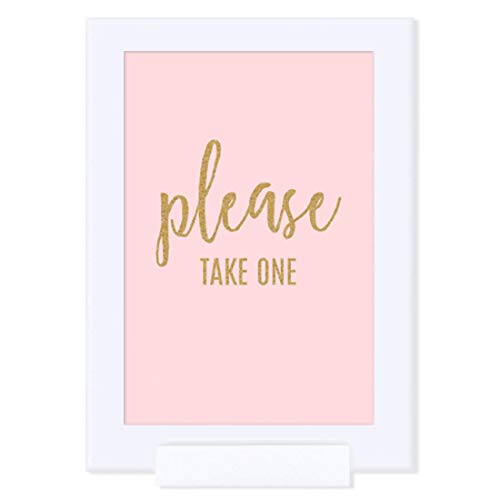 Andaz Press Blush Pink Gold Glitter Print Wedding Collection, Framed Party Signs, Please Take One, 4X6-Inch, 1-Pack, Includes Frame, Programs, Hand Fans Table Signage #TOP10