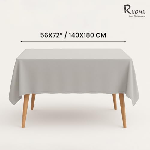 Image of R home 100% Cotton Table Cover, Fint Grey, 56 x 72 Inch, Machine Washable & Reusable | Ideal for Dining Table & Centre Table, Easy Maintenance, 200 GSM Thick Fabric