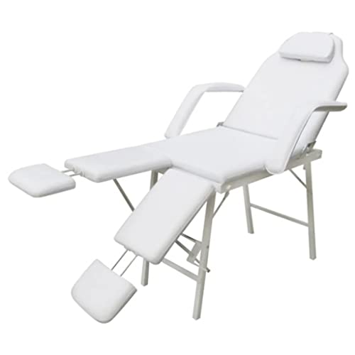 vidaXL Camilla Ajustable de Masaje y Salon de Belleza Cuero Sintético Blanco