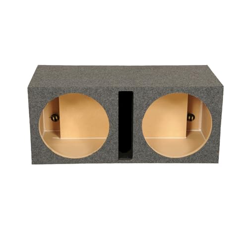 Q Power 2 Hole 15-Inch Vented Heavy Duty Subwoofer Enclosure with 1-Inch Thick MDF Face and Gold Tipped Spring Loaded Terminal Charcoal Grey