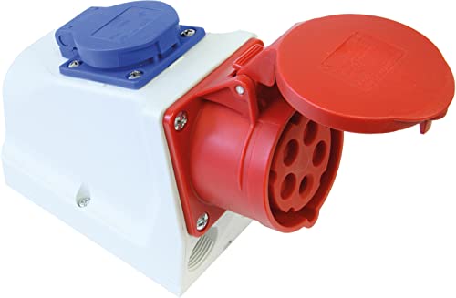 SIROX CEE-WD 16A 5p.6h 400V IP44 rot mit integrierter Steckdose