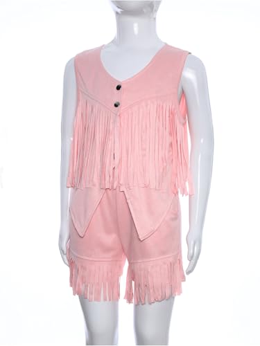 Girls Suede Fringe Vest Sleeveless Boho Jacket with Tassels Western Cowgirl Cardigan Top for Kids3