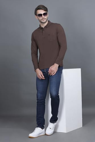 Image of Polo Full Sleeve t Shirt for Men Cotton with Pocket and Collar - Regular Fit Tshirt