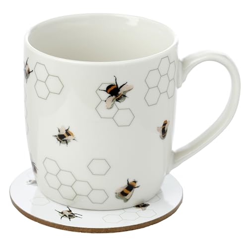 Puckator The Nectars Meadow Bee Porcelain Tea Coffee Mug & Coaster Set - Image 4