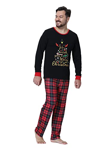 Image of VENTELAN Family Matching Christmas Pajamas Set Holiday Santa Claus Sleepwear Xmas PJS Set for Couples and Kids