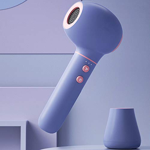 Hand-Haartrockner, Akku-Haartrockner, tragbarer kabelloser Haartrockner, wiederaufladbarer USB-Föhn mit heißer und kalter Luft, Geeignet für Innen-, Außen-, Baby-, Camping-, Blau Cover