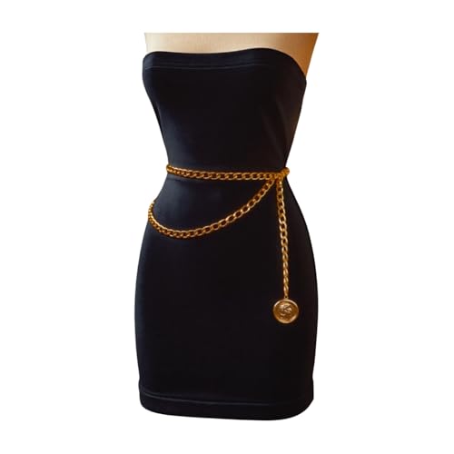 Women Dressy Fashion Narrow Belt Hip Waist Gold Metal Greek Leaf Charm Size S M z3073