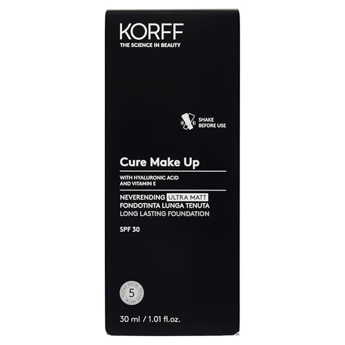 Korff Neverending Ultra Matt podkład, długotrwały do 8 godzin, efekt matowy, kwas hialuronowy, witamina E, kawa, SPF30, 30 ml