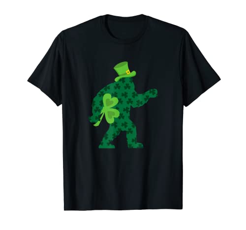 St patricks day bigfoot clover leaf irish sasquatch t-shirt