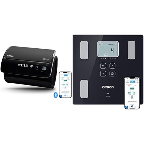 OMRON EVOLV Misuratore di Pressione Arteriosa da Braccio senza fili + OMRON VIVA Bilancia smart e misuratore della composizione corporea Bluetooth