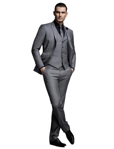 Men's Three Pieces Suit Single Breasted Button Jacket Vest Pants for Party Prom
