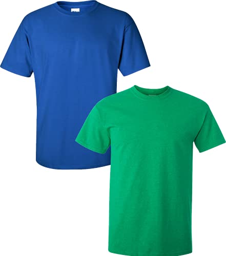 T-shirt en coton Gildan G2000 lot de 2 pour homme en bleu royal et vert irlandais taille S