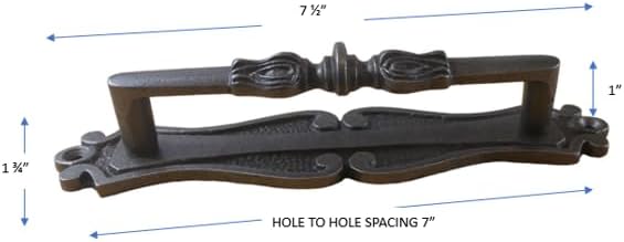 Midwest Craft House 2pc Large Cast Iron Handle Pulls Drawer Pulls Cabinet Handles Pulls Knobs Hardware Natural Iron Color Vintage Style