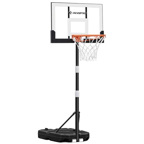 HEROPRO Portable Basketball Hoop, Adjustable 3.2-7.2ft Height for Kids &