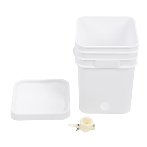 Cubo para Miel 20L, Plástico HDPE, 39x27x27cm, con Tapa y Grifo - Recogida Segura de Miel, Uso Versátil para Apicultura