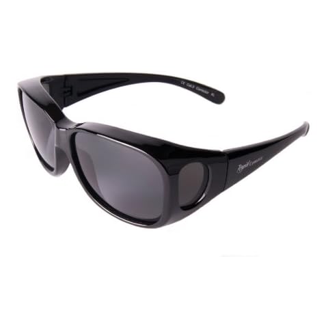 Rapid Eyewear Mens & Womens Large Size Polarised OVER GLASSES SUNGLASSES That Fit Over Prescription Spectacles for Driving, Fishing, Cycling etc. UV400 Protection. Wrap Around. Black Cover