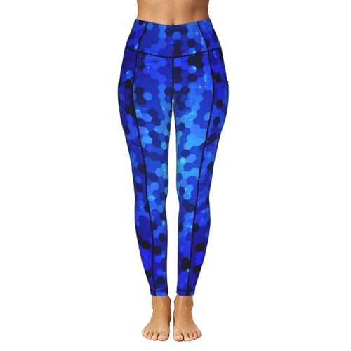 Conjuntos de entrenamiento mujer con estampado hexagonal azul y control de abdomen 2