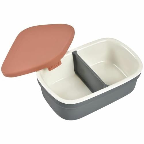 BÉABA, Lunchox, Boite à Lunch, Bentos, Repas Bebe, Boite à Goûter/Repas en Céramique, Housse en Silicone, Matériaux Sain, Compatible Four, Micro-onde, 540ml, Mineral/Terracotta