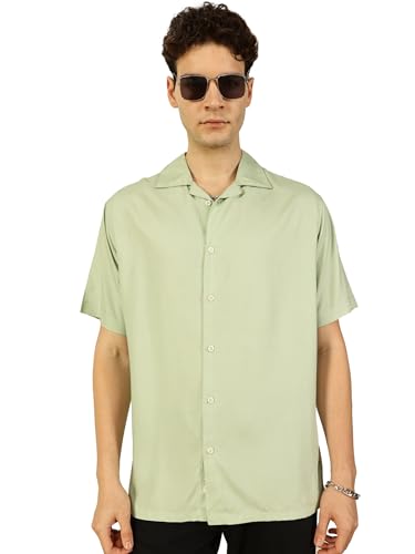 Image of Thomas Scott Men Half Sleeves Camp Collar Oversize Fit Solid Casual Shirt