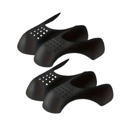 Boolavard 4 Pcs Anti-Crease Shoe Protectors - Plastic Sneaker Crease Guards Adjustable Toe Box Stretcher for Shoe Care and Maintenance (Black Large Size UK 7-12.5)