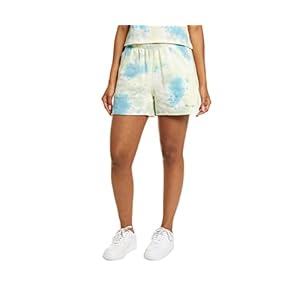 Champion Women’s Sunwash Lightweight Fleece Boyfriend Short, Left Leg Script