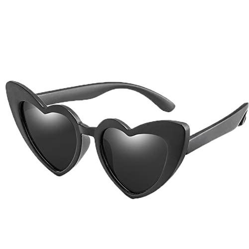 WZWLKJ Love Heart Shaped Sunglasses for Girls Vintage UV 400 Protection Soft Rubber Kids Sunglasses for Holiday Outdoor Beach