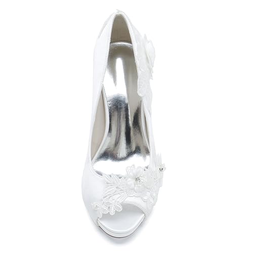 Roimaash Elegant Flower Wedding Pumps Platform Peep Toe Embroidery Lace4