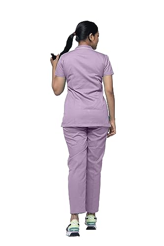 Image of UNIFORM CRAFT Cotton Twill Nurse Uniforms - Ideal for Medical scrubs for Women | Scrub suit for Women | Scrub Suit for Nurses | Hospital Uniform, NT11 Light Purple XXL