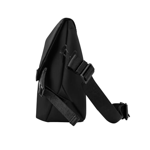 Image of GRIPP Oslo Laptop Sleeve Bag for Laptop /MacBook up to 14 Inch, Crossbody Messenger Style, Wide Flap Closure, Hidden Pockets, Detachable Shoulder & Safety Strap, Trolley Sleeve, Water-Resistant - Black