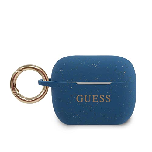 Guess GUACAPSILGLBL Coque en Silicone pour AirPods Pro Bleu pailleté