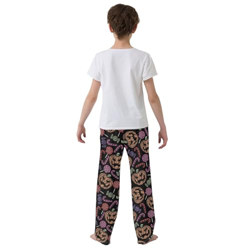 Pumpkin Candy Boys Long Pants Soft Trousers Elastic Waist Kids Lounge Bottoms with Pockets S-XL3