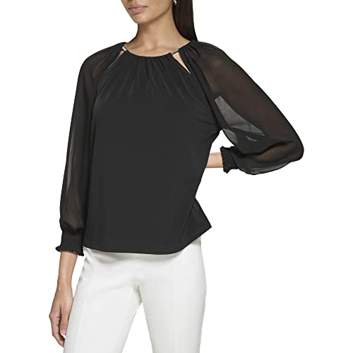 Image of Calvin Klein Women's Knit Long Sleeve Blouse