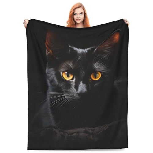 amepay Cute Black Cat Blanket Gifts for Cat Lovers Girls Women Animal Kitten Flannel Throw Blankets for Home Couch Bed Sofa Soft Fuzzy Lightweight Decor Adults All Season 60x50 Inches