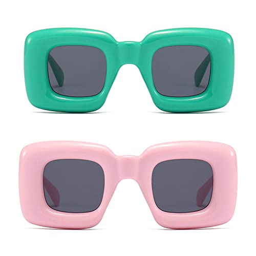 laureles 2Pack Mix Fashion Cat Eye Y2K Sunglasses Women Vintage Square Sun Glasses Men Punk Shades UV4002