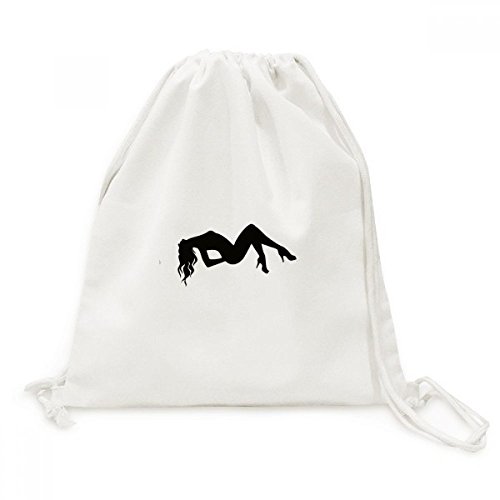 Sac cordon toile femme pour voyage et sac à dos léger imprimé silhouette